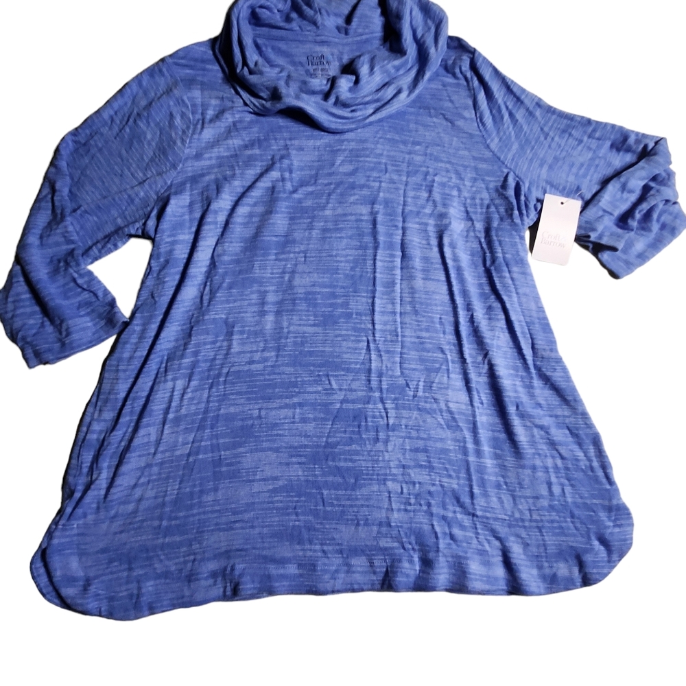 ♡NWT Croft & Barrow Women's Blue Cowl Neck 3/4 Sleeve Soft Top Size XXL C26